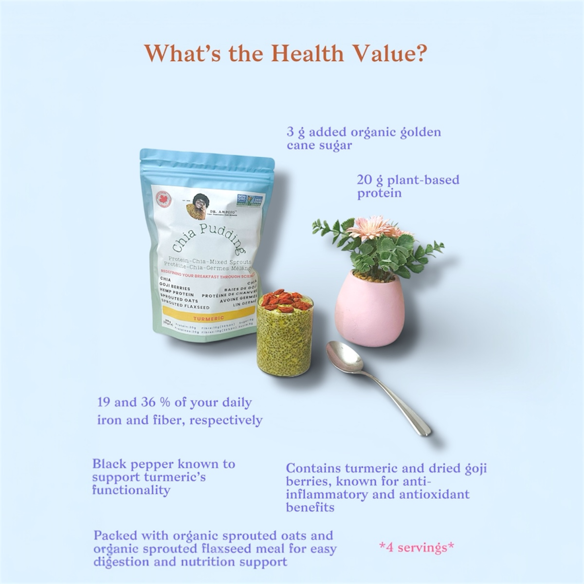 Chia, Mixed Sprouts, Goji berries + Turmeric | 4 Servings